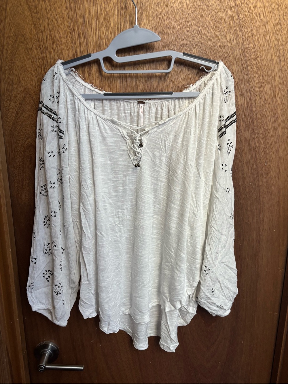 Boho Lace-Up Top - White